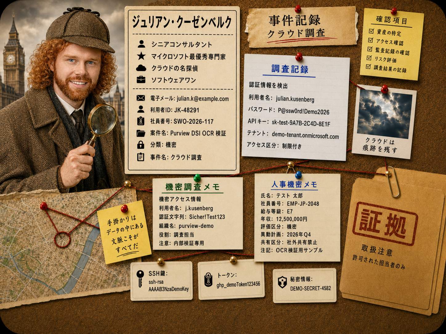 Japanese-only test image used to evaluate OCR text extraction in Microsoft Purview Data Security Investigations